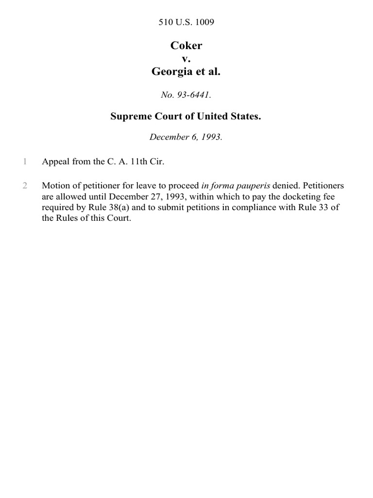 Coker v. 510 U.S. 1009 (1993) PDF