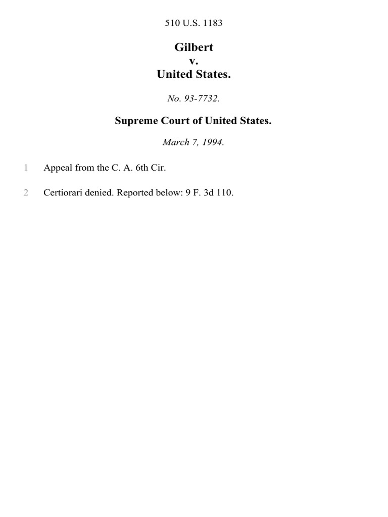 Gilbert v. United States, 510 U.S. 1183 (1994) PDF