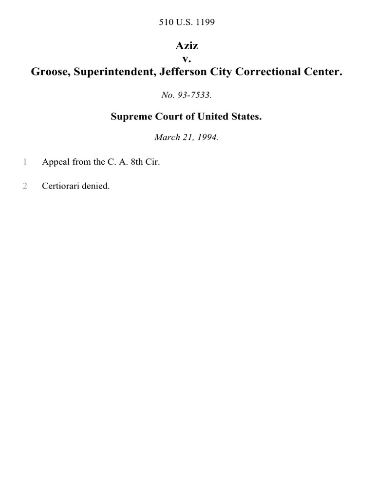 Aziz v. Groose Supreme Court Case Summary | PDF