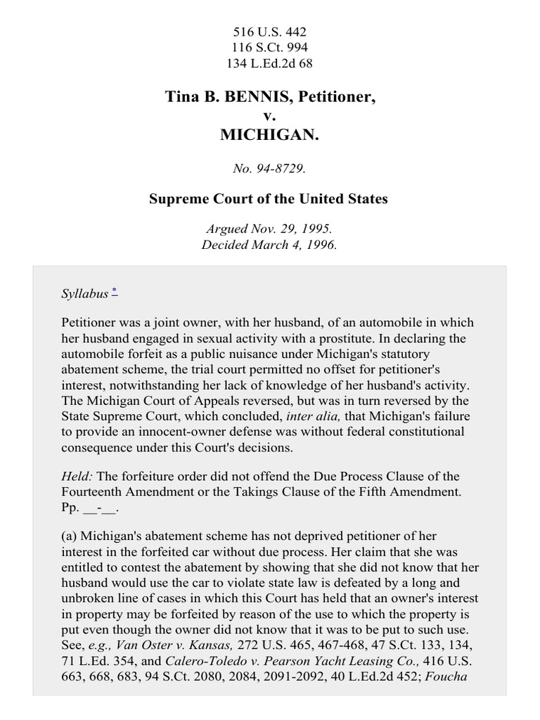 Bennis v michigan essay example 07 image