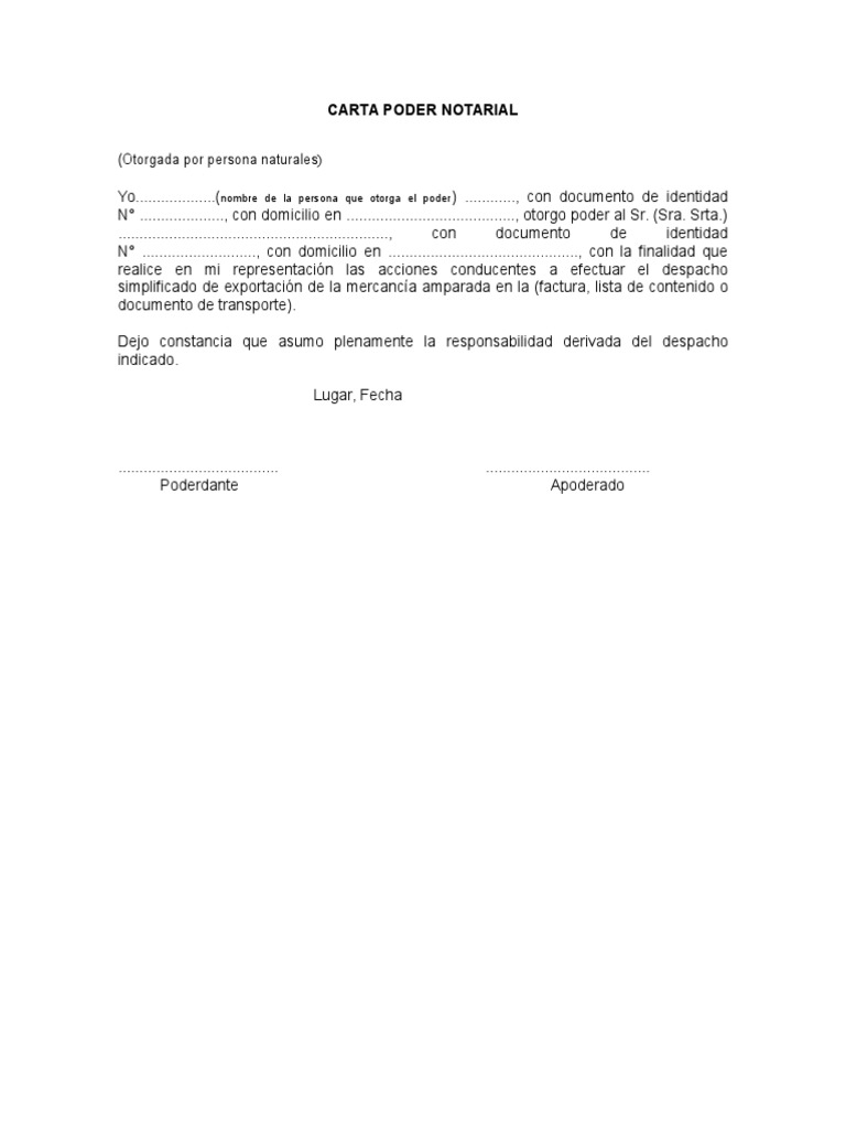 Poder Notarial Ejemplo | PDF | Derecho