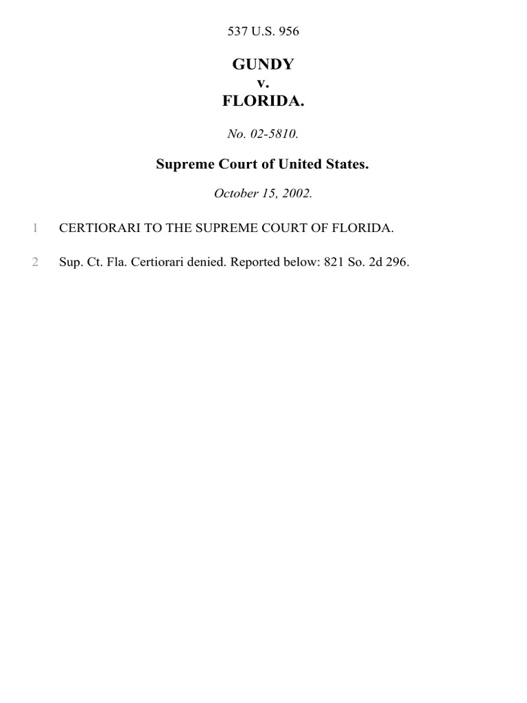Gundy v. Florida. Supreme Court of United States PDF