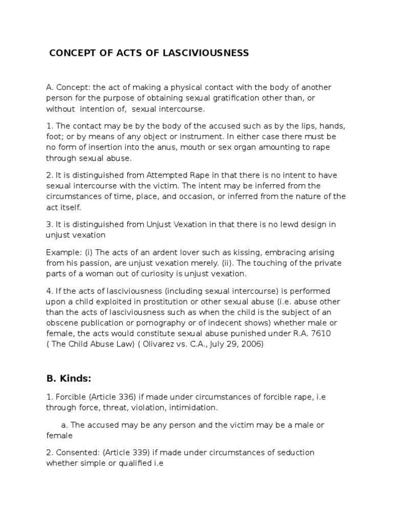 Understanding Acts of Lasciviousness | PDF | Rape | Sexual Abuse