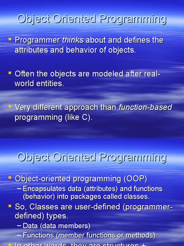 Object Oriented Programming | PDF | Class (Computer Programming ...