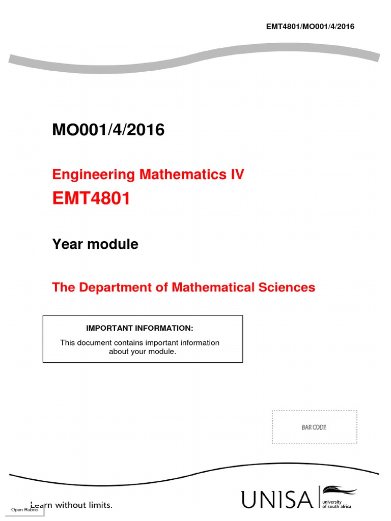 Engineering Mathematics IV: Year Module | PDF