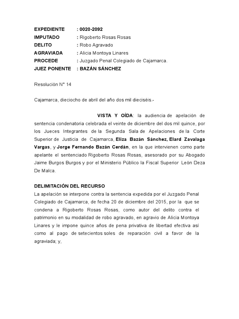 sentencia penal | Robo | Derecho penal