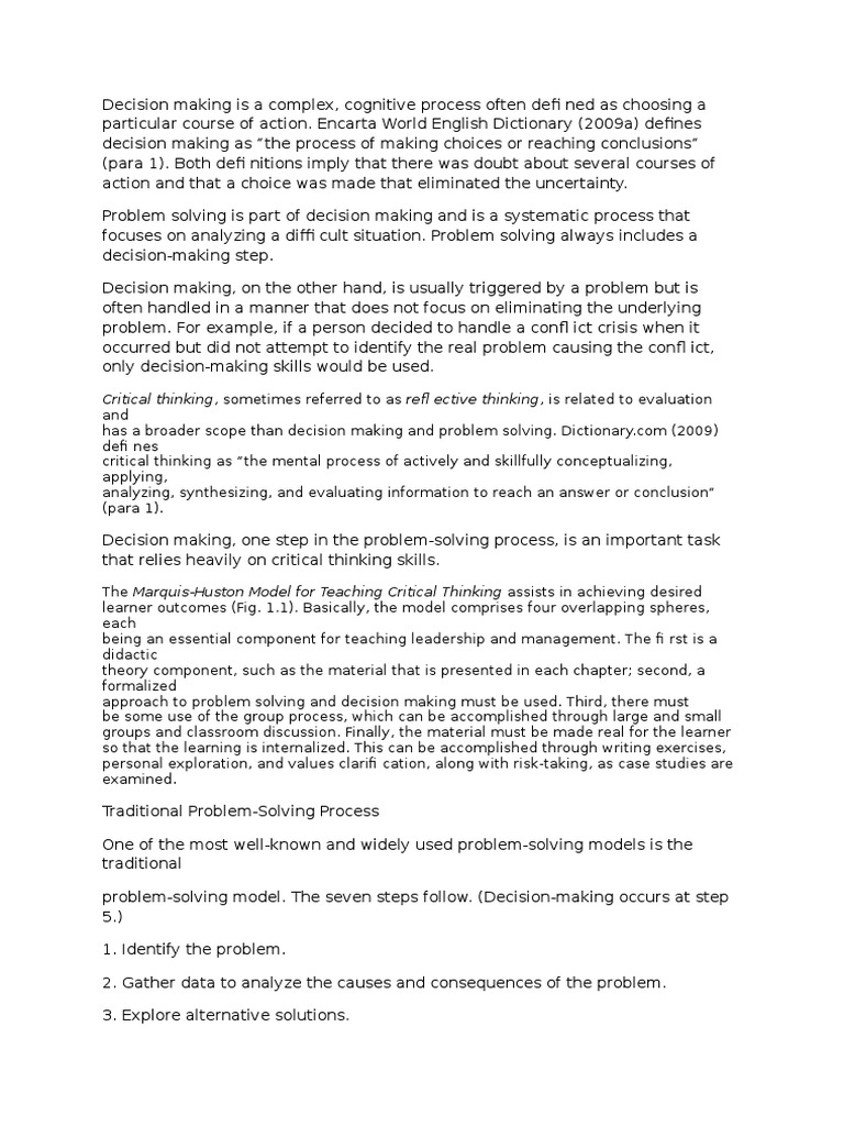 Decision Making Is A Complex | PDF | Decision Making | Critical Thinking