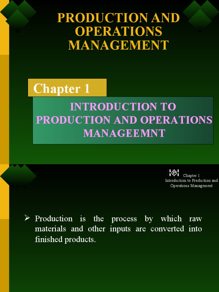 Introduction To Production and Operations Manageemnt | PDF | Operations ...