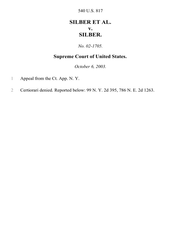 Supreme Court Denies Silber Appeal | PDF