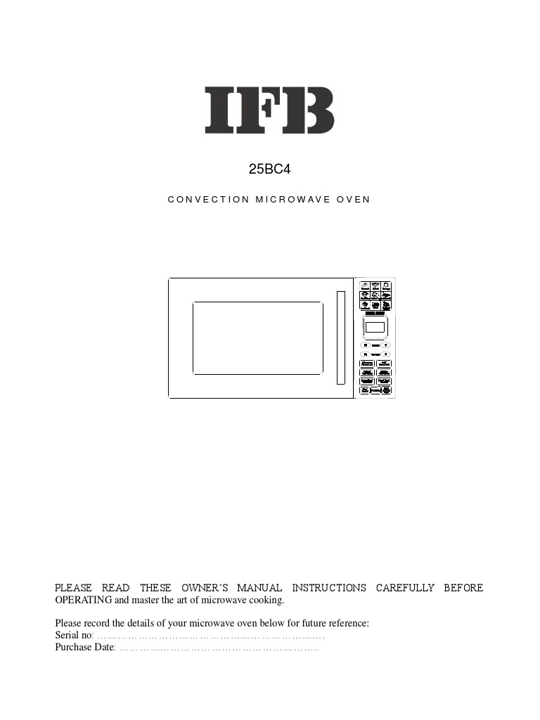 25BC4 Oven Manual PDF Cakes Curry