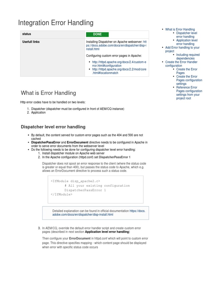 AEM Error Handling Guide | PDF | Web Server | Internet & Web