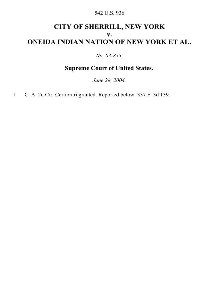 City of Sherrill, New York v. Oneida Indian Nation of New York, 542 U.S