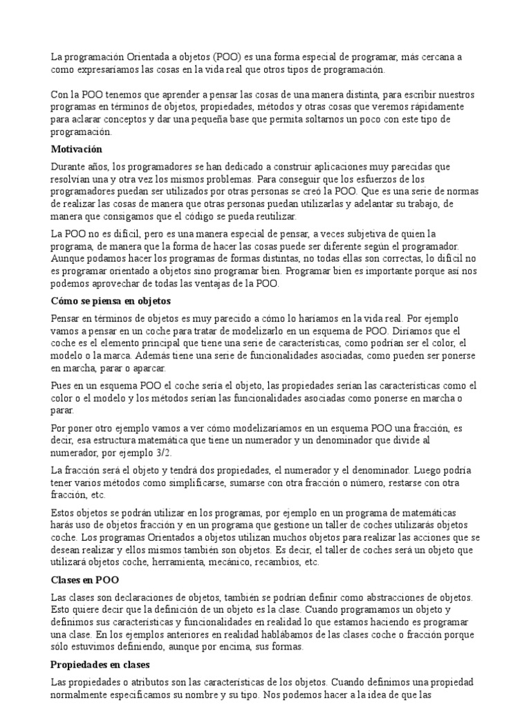 Clases y Objetos en Programación POO | PDF | Objeto (informática ...