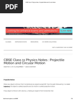 CBSE Class 11 Physics Notes - Projectile Motion and Circular Motion