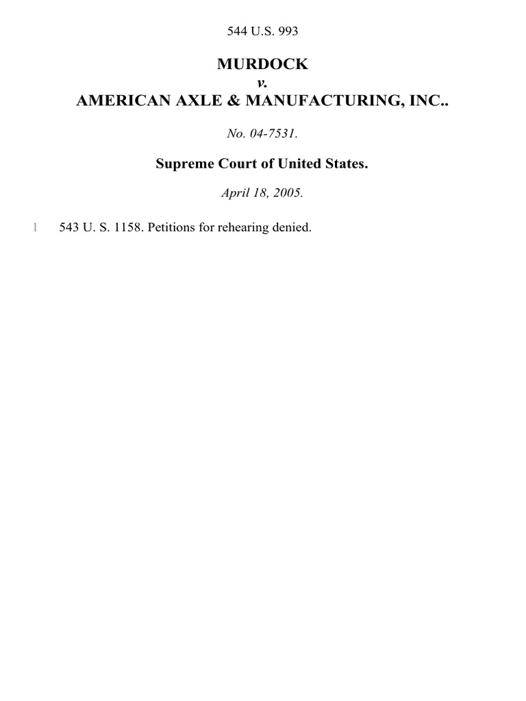Murdock v. American Axle Case Summary | PDF