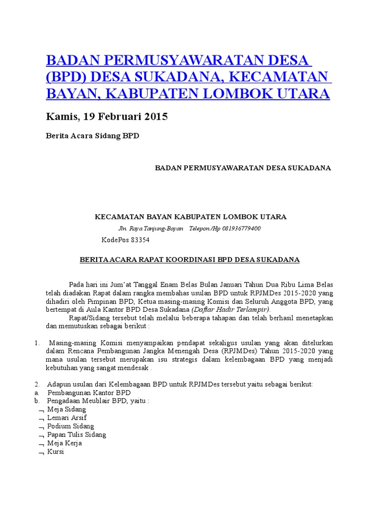 Contoh Berita Acara Bpd - Simak Gambar Berikut Contoh Berita Acara Bpd - Simak Gambar Berikut