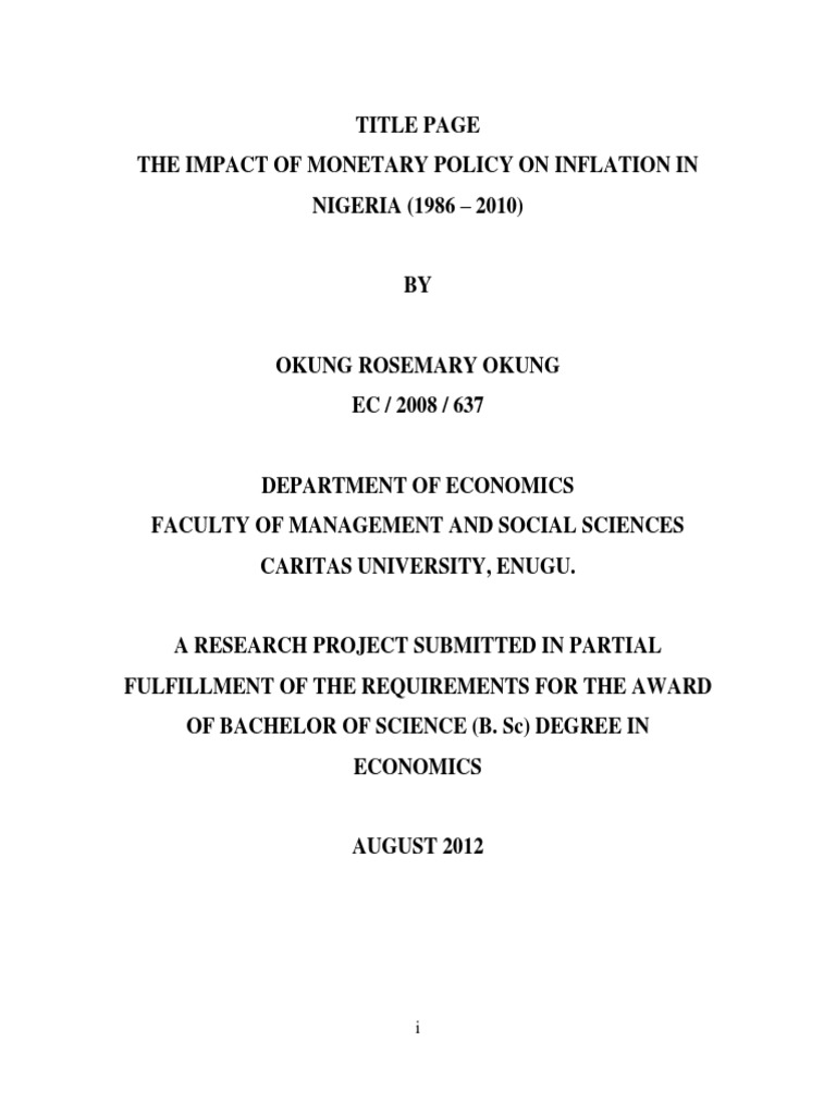 The Impact of Monetary Policy On Inflation in Nigeria | PDF | Monetary ...