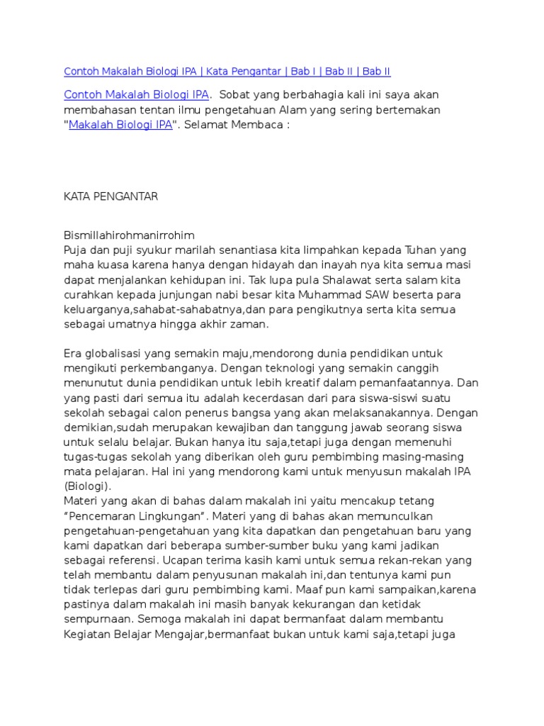 Contoh Kata Pengantar Biologi - Simak Gambar Berikut