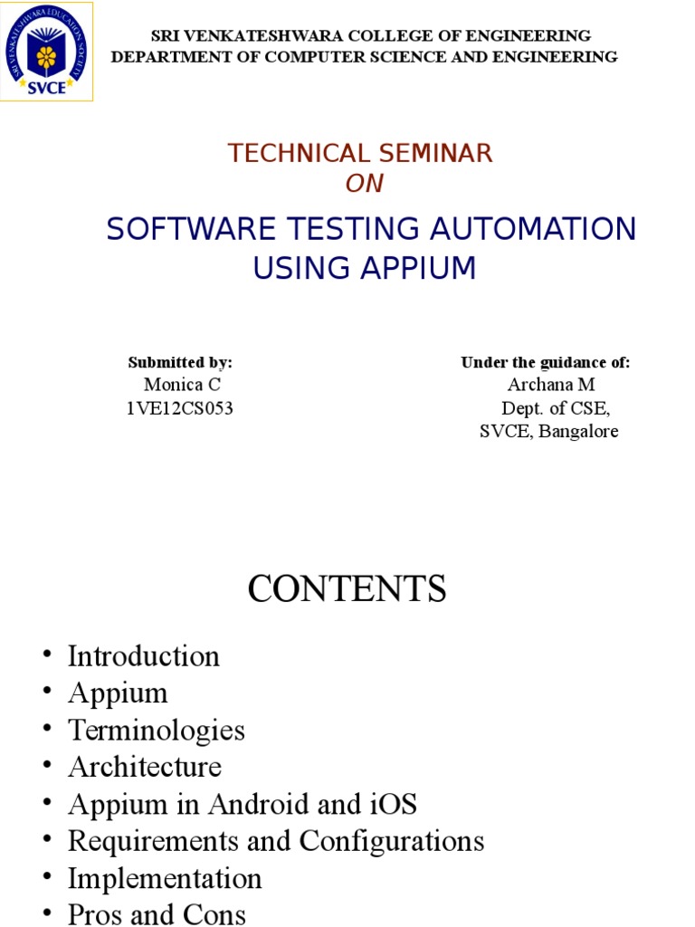 Appium Automation Testing Seminar | PDF | Selenium (Software ...