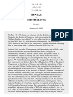 Dunbar v. United States, 156 U.S. 185 (1895)