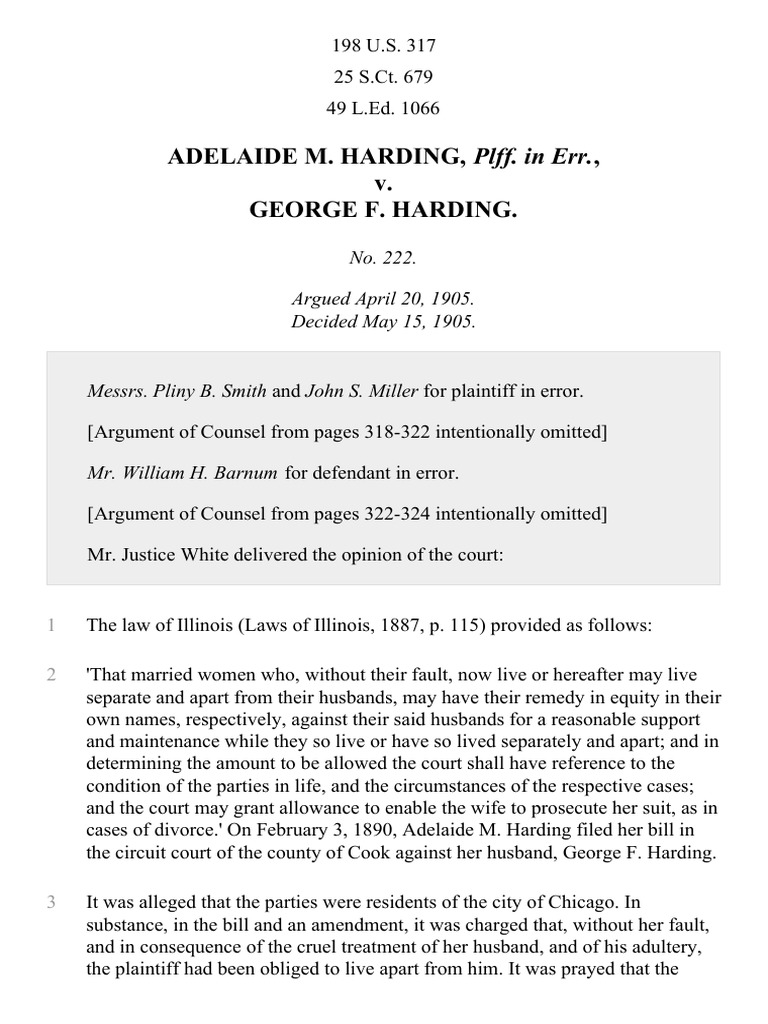 Harding v. Harding: Separate Maintenance Case | PDF | Lawsuit | Divorce