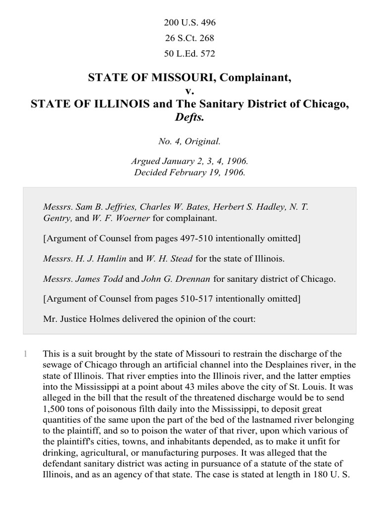 Missouri v. Illinois, 200 U.S. 496 (1906) Download Free PDF U.S