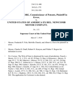 Edward B. Moore, Commissioner of Patents, in Error v. United States of America Ex Rel. Newcomb Motor Company, 216 U.S. 608 (1910)