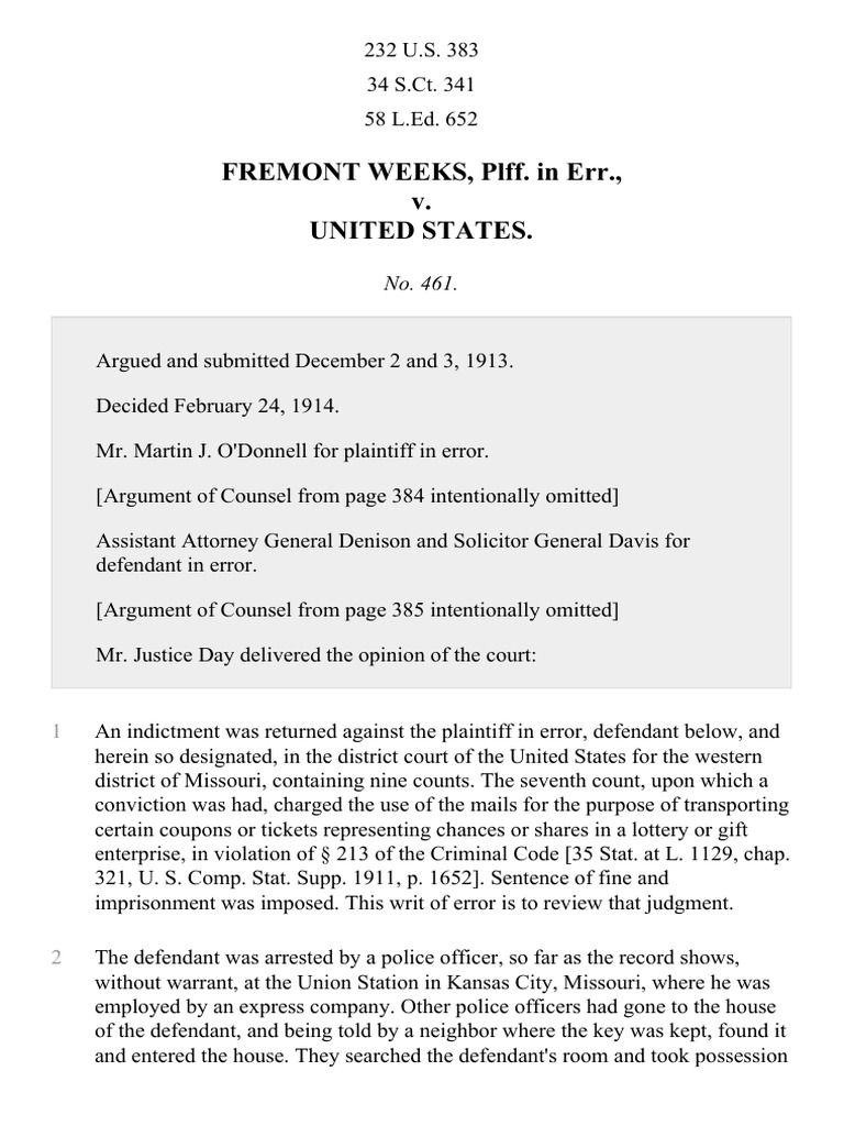 weeks-v-united-states-232-u-s-383-1914-search-and-seizure