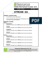 KVPY-2014 Question Paper - Stream (SA