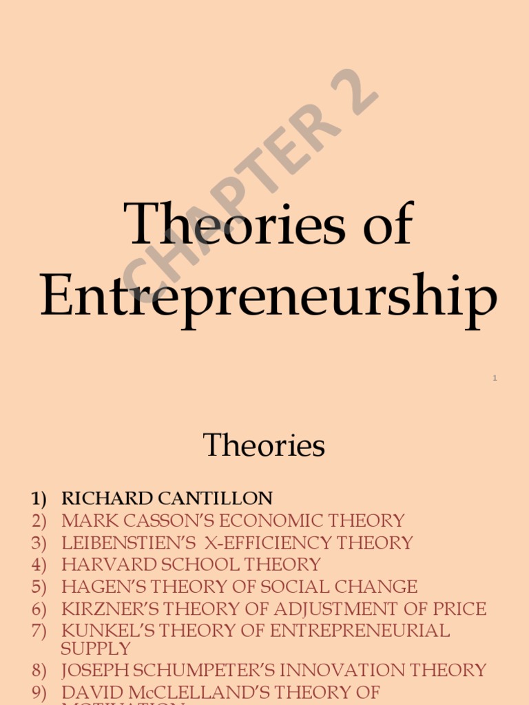 Theories of Entrepreneurship Explained | PDF | Entrepreneurship | Economics