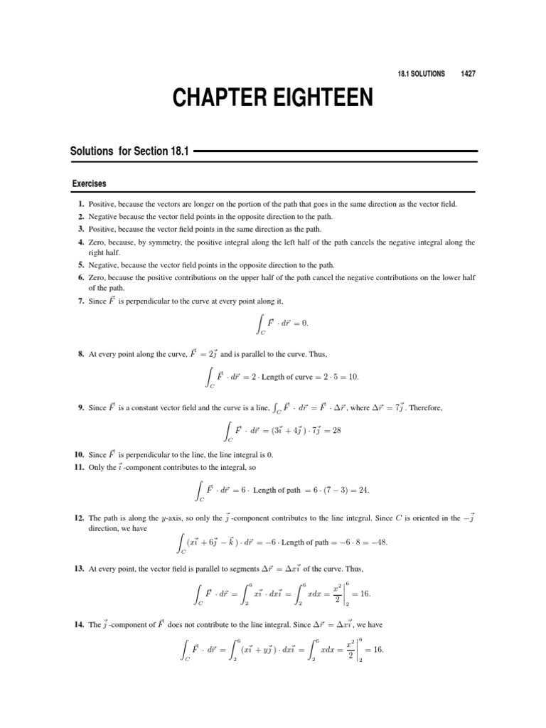 Chapter Eighteen: Solutions For Section 18.1 | PDF | Euclidean Vector ...