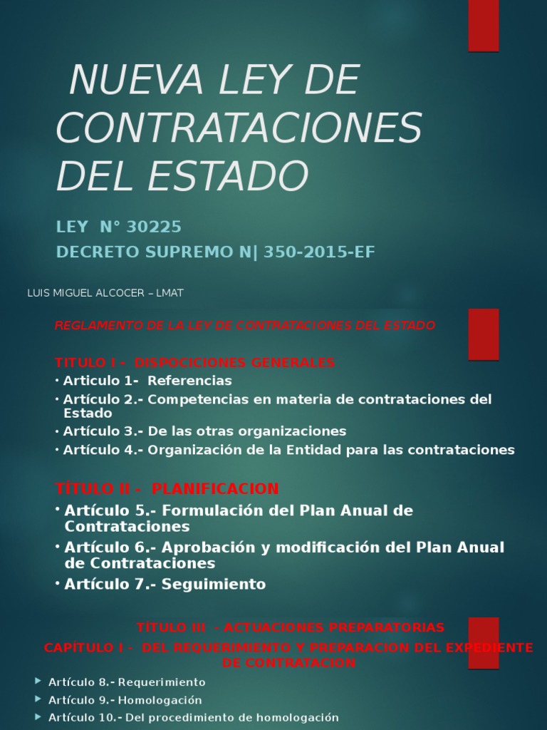 Nueva Ley de Contrataciones Del Estado Puro Titulos Subasta Gobierno