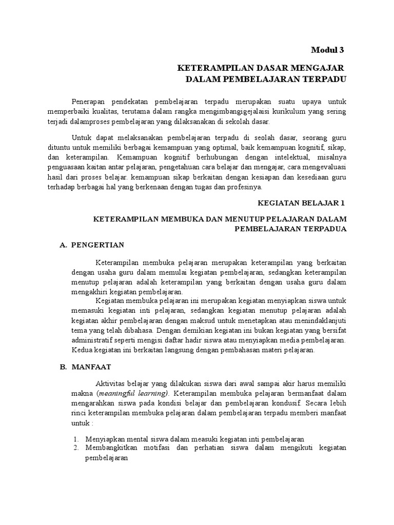 Modul 3 Pembelajaran Terpadu Docx