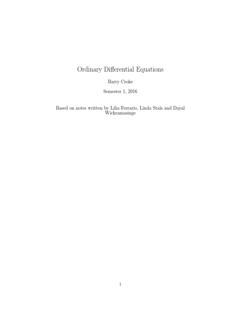 Ordinary Differential Equations | PDF | Ordinary Differential Equation ...