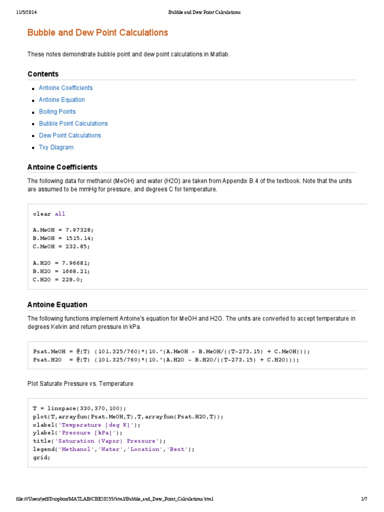 Bubble Point Calculations