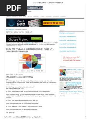 Contoh Soal Tap S1 Pgsd Ut Informasi Pendidikan