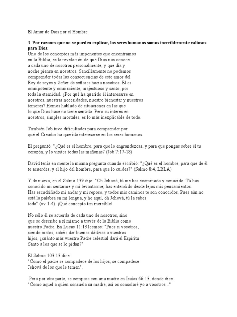 El Amor Infinito de Dios por el Hombre | PDF | Salmos | Dios