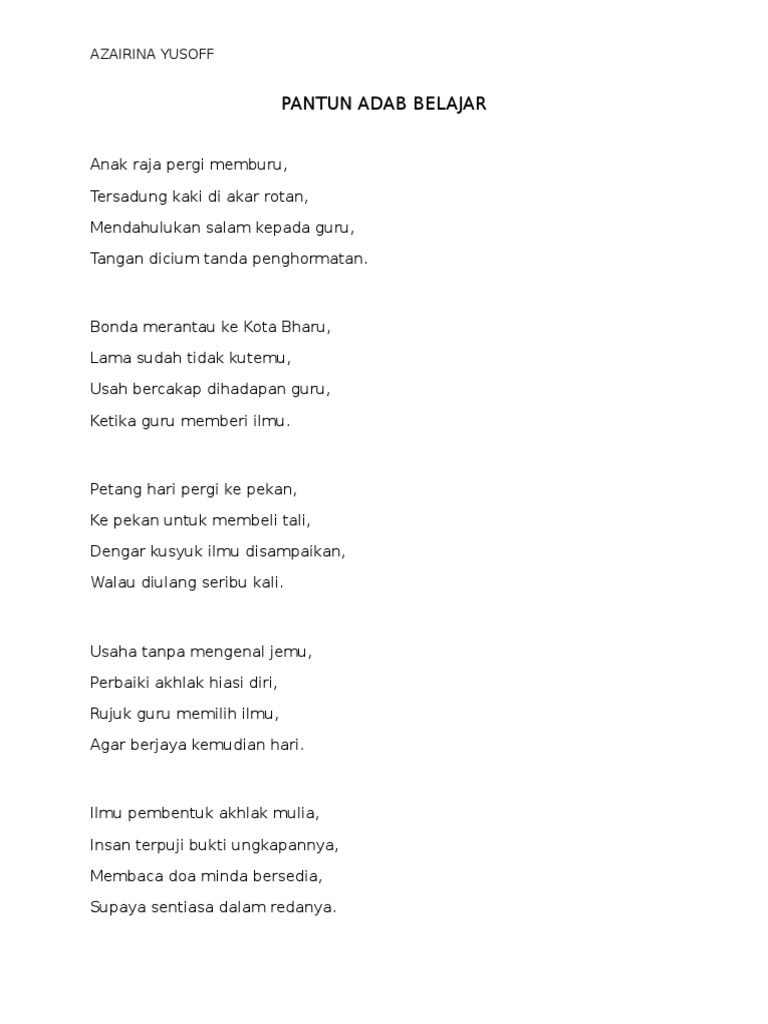 Pantun Adab Belajar