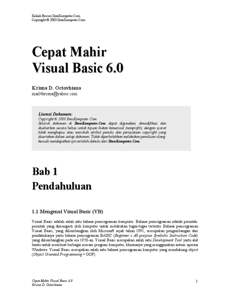 Tutorial Visual Basic 6.0 | PDF | Seni | Komputer