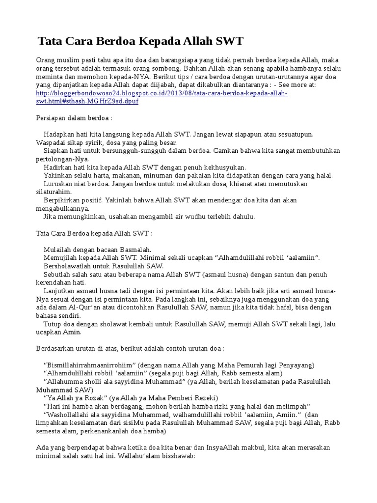 Tata Cara Berdoa Kepada Allah Swt Pdf
