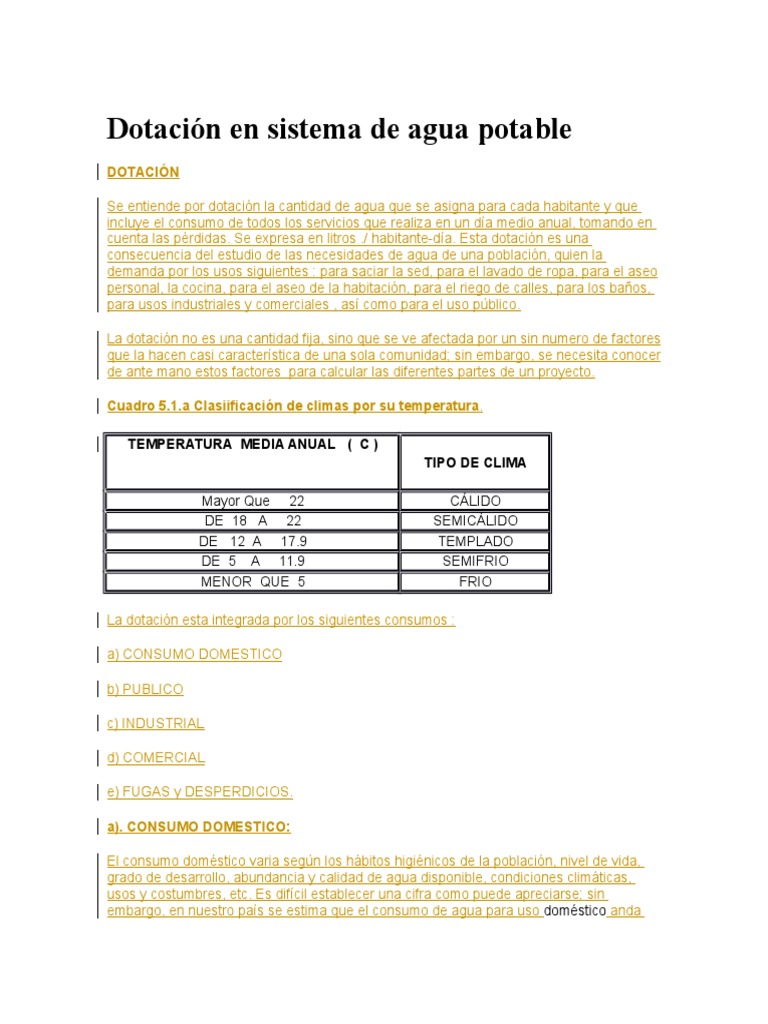 Dotación en Sistema de Agua Potable | PDF | Consumo (economía) | Riego