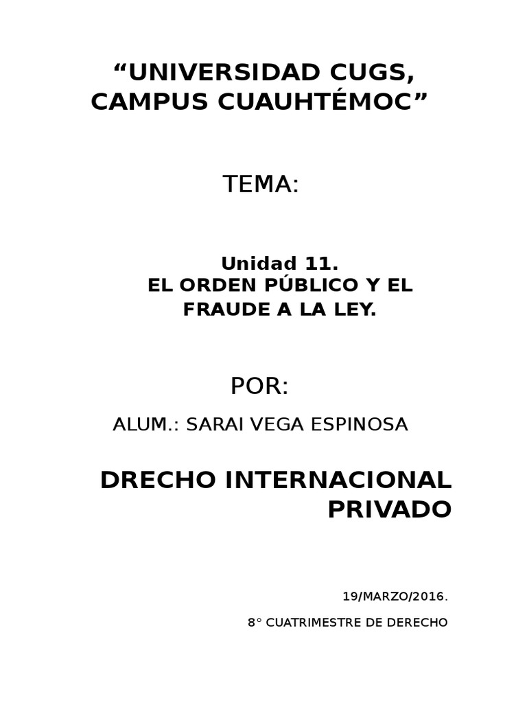 Fraude a la Ley y Orden Público | PDF | Ley internacional | Estado ...