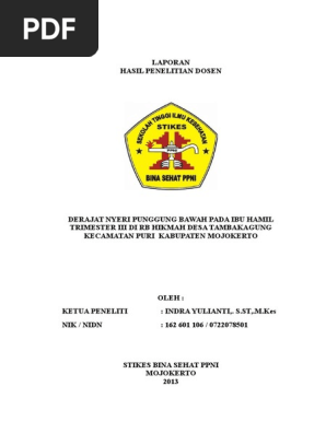 Derajat Nyeri Punggung Bawah Pada Ibu Hamil Trimester Iii Di Rb Hikmah Desa Tambakagung Kecamatan Puri Kabupaten Mojokerto