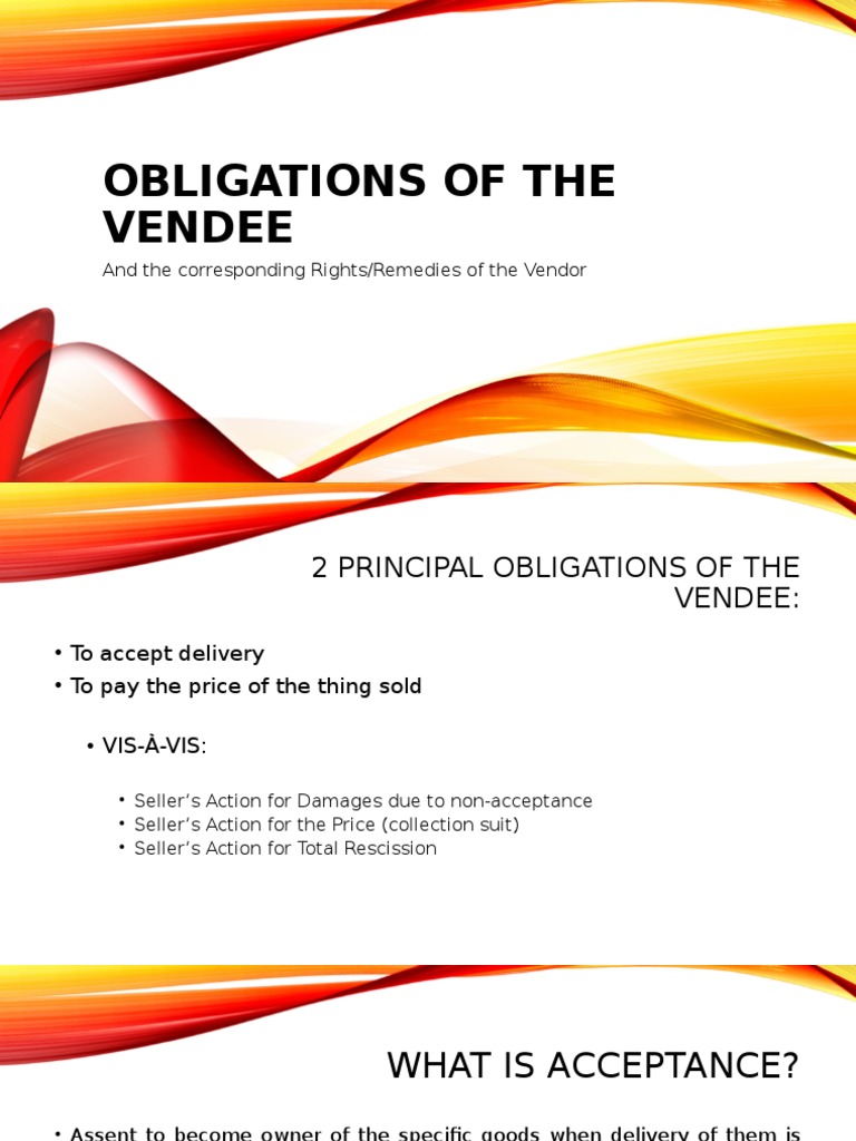 Obligations of The Vendee Law Download Free PDF Breach Of