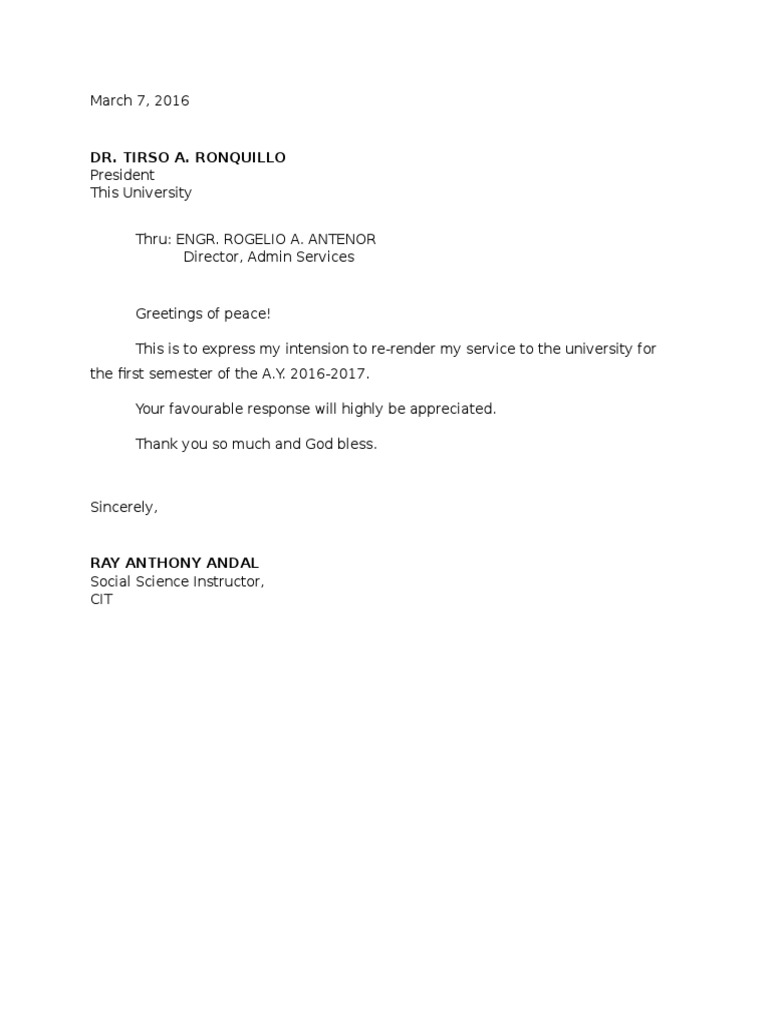 Service Re-Application Letter 2016 | PDF | Wellness