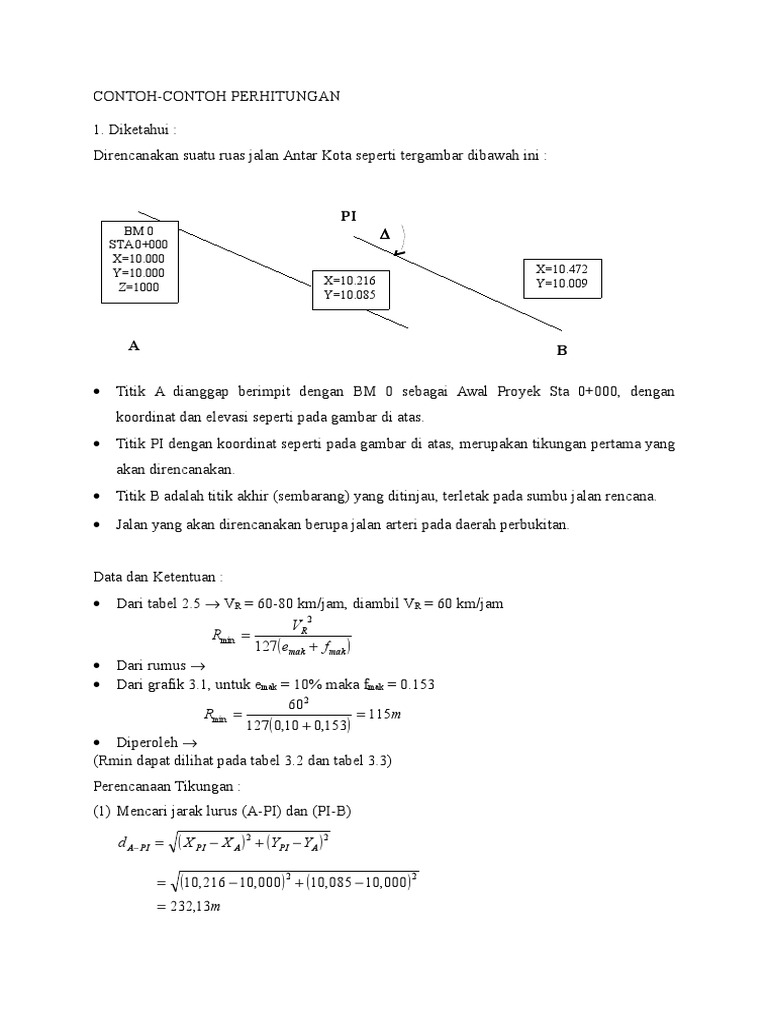 Contoh Soal Stationing Dan Perencanaan Tikungan