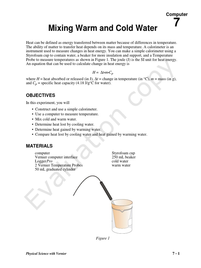 VernierMixing Warm Cold PDF Heat Temperature