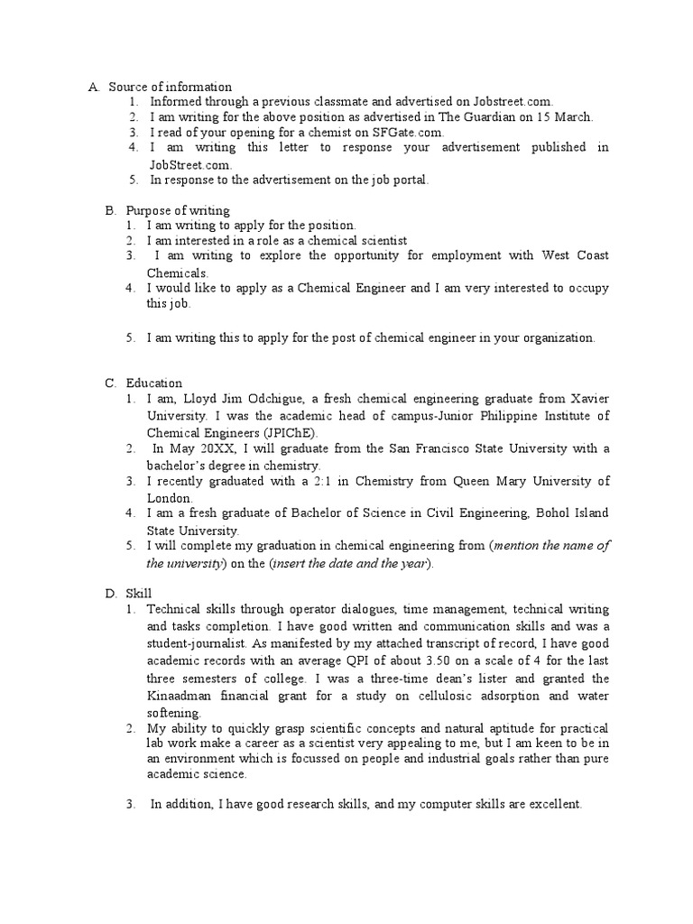 Application letter example image