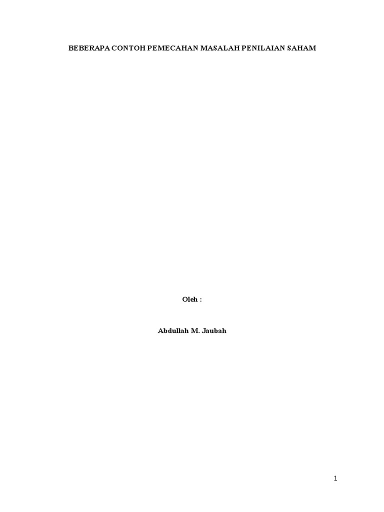 Beberapa Contoh Pemecahan Masalah Penilaian Saham