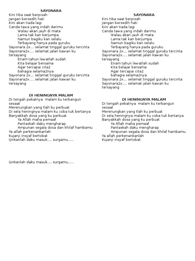 Sayonara lirik pdf